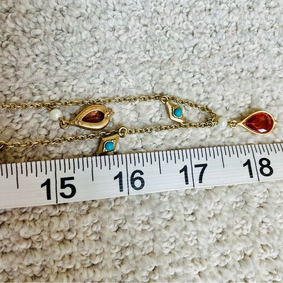 Lauren Ralph Lauren 90's Y2K Matte Gold Dangle Charm Necklace Earring Set Work - Picture 9 of 10